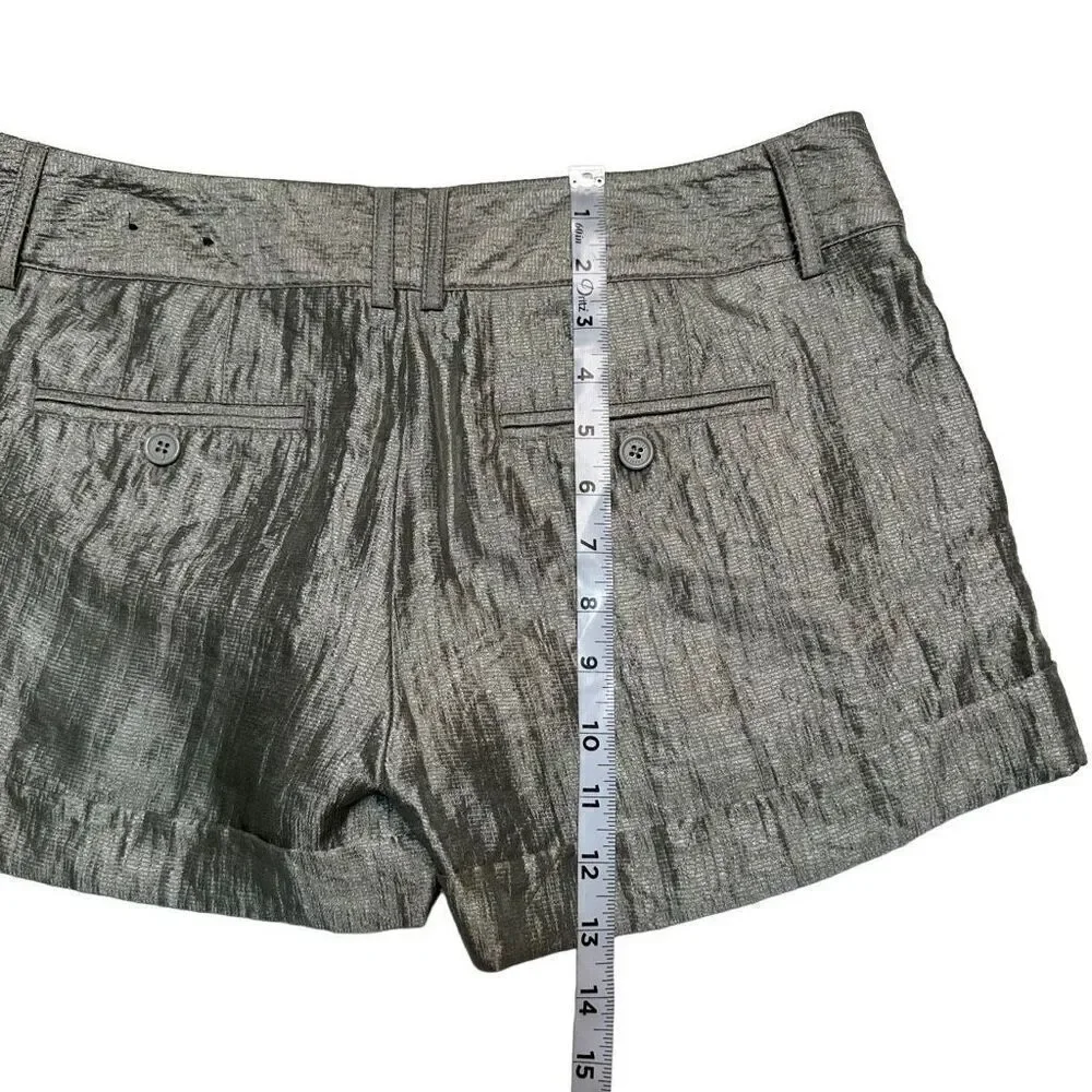 Express Metallic Cuffed Mini Shorts w Pockets Womens‎ 8 Glam Summer